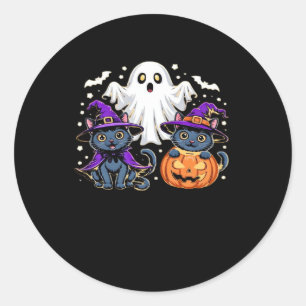Halloween Cute Ghost Pumpkin Cat Classic T-Shirt_3 Classic Round Sticker