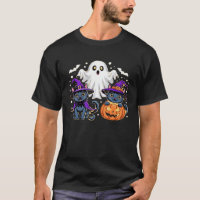 Halloween Cute Ghost Pumpkin Cat Classic T-Shirt_3
