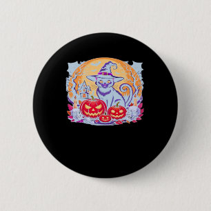 Halloween Cute Ghost Pumpkin Cat Classic T-Shirt 6 Cm Round Badge