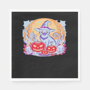 Halloween Cute Ghost Pumpkin Cat Classic T-Shirt Napkin