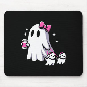 Halloween Cute Ghost Walking Dog Spooky Pink Coque Mouse Pad