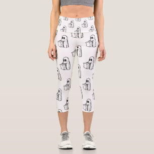 Halloween, Cute Ghost White, Trick Or Treat, Boo Capri Leggings