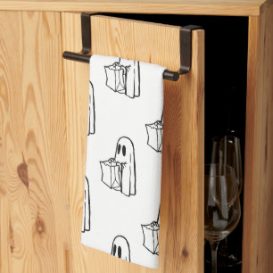 Halloween, Cute Ghost White, Trick Or Treat, Boo Tea Towel