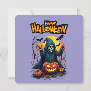 Halloween: Cute Ghosts and Pumpkin Family Invitation