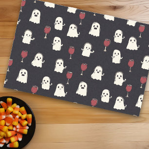 Halloween Cute Ghosts and Wine Glasses Tissue Paper