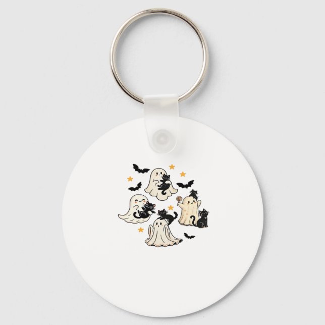 Halloween Cute Ghosts Bats Black Cats Oversized T- Key Ring (Front)
