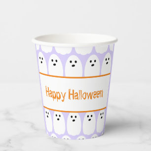 Halloween Cute Ghosts Purple Lilac Party Paper Cups