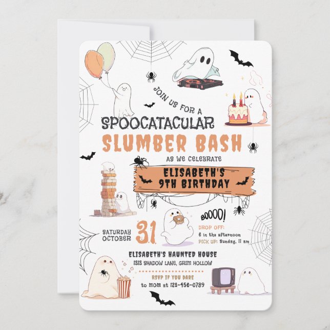 Halloween Cute Ghosts Slumber Party Invitation (Front)