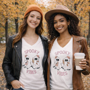 halloween cute ghosts spooky vibes T-Shirt