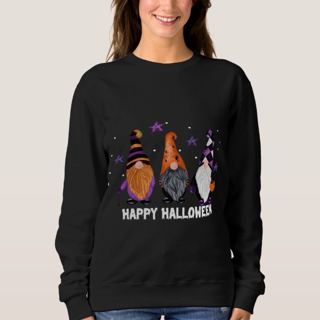 Halloween Cute Gnomes Pumpkin Cat Fall Pyjamas Sweatshirt (Front)
