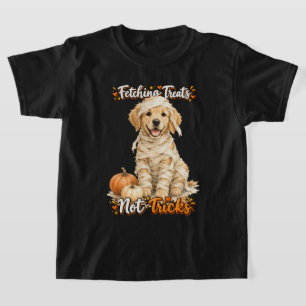 Halloween Cute Golden Retriever Mummy Tricks T-Shirt