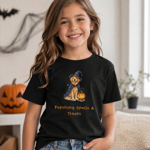 Halloween Cute Golden Retriever Wizard Spells T-Shirt