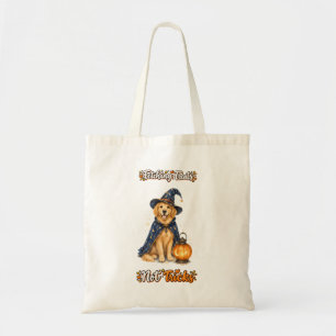 Halloween Cute Golden Retriever Wizard Tricks Tote Bag