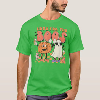 Halloween cute groovy ghost funny pumpkin here for T-Shirt
