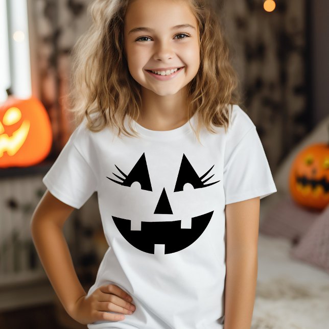Halloween Cute Happy Jack-O-Lantern Girly Face T-Shirt (Cute Halloween Happy Jack-O-Lantern Girly Face T-Shirt)