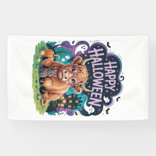 Halloween Cute Highland Cow (2) Banner
