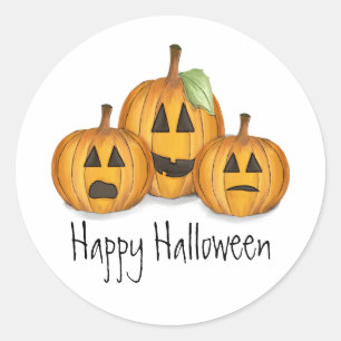 Halloween Cute Jack O'Lanterns Whimsical Classic Round Sticker