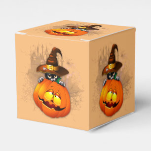 Halloween Cute Kitty Witch and Pumpkin Friend Favour Box