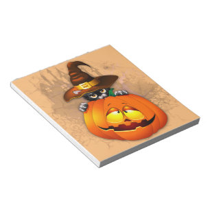 Halloween Cute Kitty Witch and Pumpkin Friend  Notepad