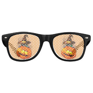 Halloween Cute Kitty Witch and Pumpkin Friend  Retro Sunglasses