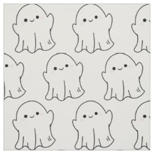 Halloween Cute Little Ghost White Black Fabric