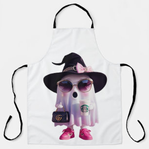 Halloween Cute Little Lady Ghost with Coffee Apron