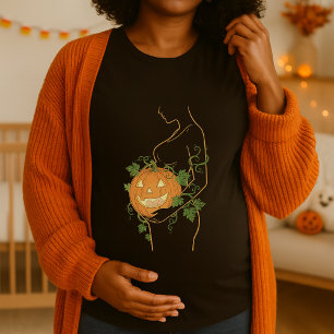 Halloween Cute Little Pumpkin Pregnant Silhouette T-Shirt