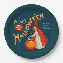 Halloween Cute little witch CC1243 Clapsaddle  Paper Plate