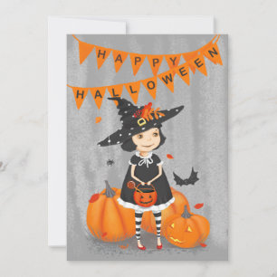  Halloween Cute Little Witch Holiday Card