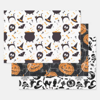 Halloween Cute Mixed Pattern Wrapping Paper Sheet