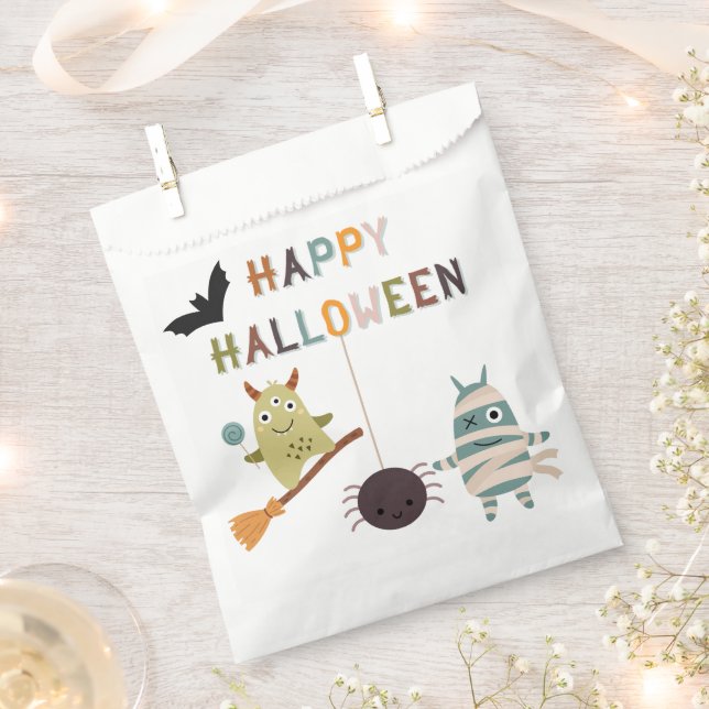 Halloween Cute Monsters Party Favour Bags (Clipped)