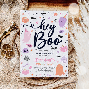 Halloween Cute Pink Ghost Birthday Spooktacular Invitation