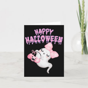 Halloween Cute Pink Ghost Fall Apparel Girls Card