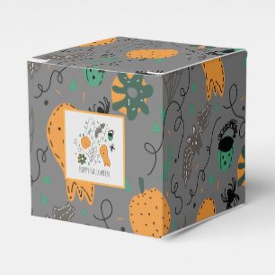 Halloween Cute Pumpkin Bat Doodle Pattern Grey Favour Box