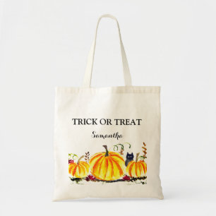 Halloween Cute Pumpkin Black cat Modern  Tote Bag