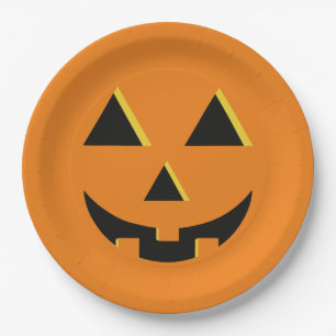 Halloween Cute Pumpkin Jack-O-Lantern Paper Plate