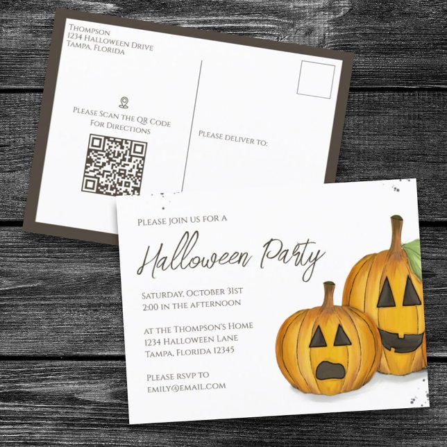 Halloween Cute Pumpkins Jack Simple Social Media  Postcard (Creator Uploaded)