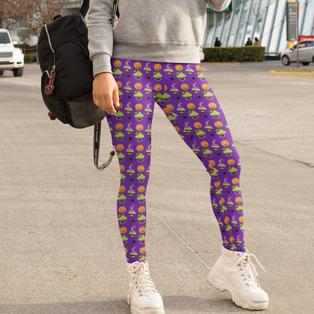 Halloween Cute Purple Jack O Lantern Pattern Leggings (Creator Uploaded)