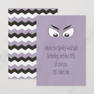 Halloween Cute Scary Spooky Eyes Chevron Striped Invitation
