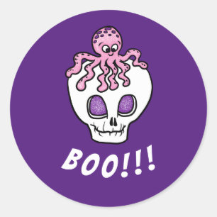 Halloween cute skull child friendly customisable classic round sticker