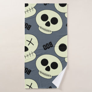 Halloween cute skull with boo childish seamless pa bath towel