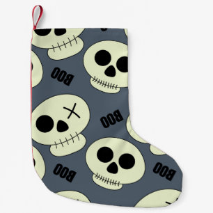 Halloween cute skull with boo childish seamless pa small christmas stocking