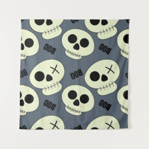 Halloween cute skull with boo childish seamless pa tapestry
