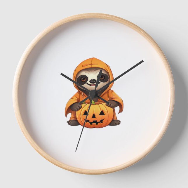 Halloween Cute Sloth Classic T-Shirt Clock (Front)