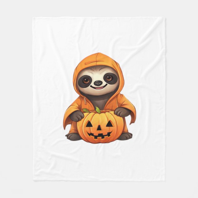 Halloween Cute Sloth Classic T-Shirt Fleece Blanket (Front)