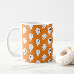 Halloween Cute small white ghosts 👻 orange BG Coffee Mug