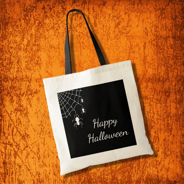 Halloween Cute Spiders Black White Web Gothic Tote Bag (Creator Uploaded)