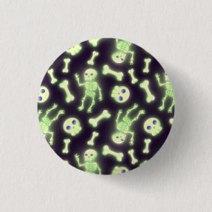 Halloween Cute Spooky Glowing Skeleton Bones Skull 3 Cm Round Badge