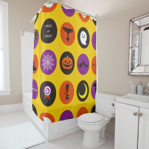Halloween Cute Spooky Whimsical Funny Pattern Shower Curtain
