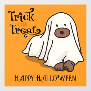 Halloween Cute Spooky Whimsical Ghost Dog Orange